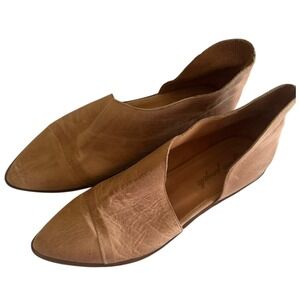 FREE PEOPLE Tan 'Royale' Cutout Leather Pointed Toe Boho Western Ladies Flat, 10
